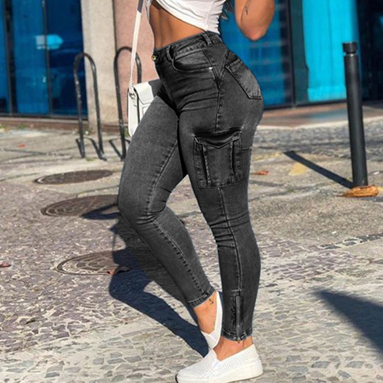 Jeans Skinny Femme Sotala - Taille élastique 26 à 40, Slim Fit, Stretch, Couleur Bleu Ou Noir