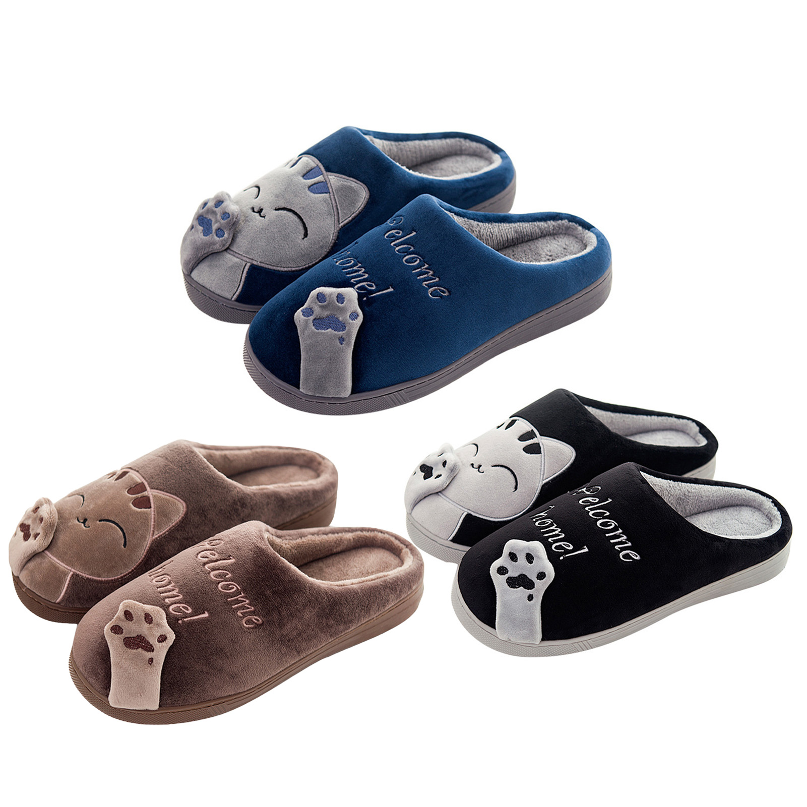 Pantoufles Chat Mignon Pour Femme Et Homme | Chaussons Fourrés Anti-dérapants Confortables